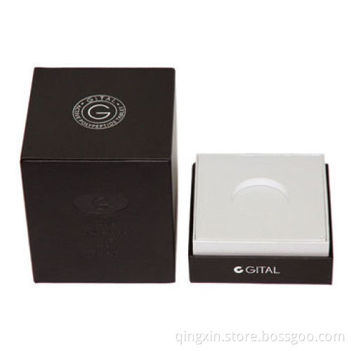 Leather Gift Box with Lid, Luxury Leather, Silver Foil on Top, Embossing for Customer's Logo